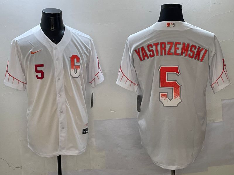 Men San Francisco Giants 5 Yastrzemski White City Edition Game Nike 2025 MLB Jersey style 2